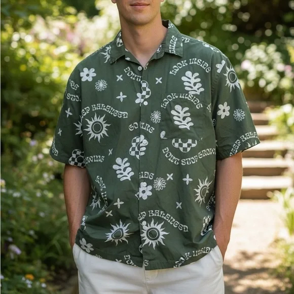 Green Graphic Men's Shirt - Picture 1 of 4